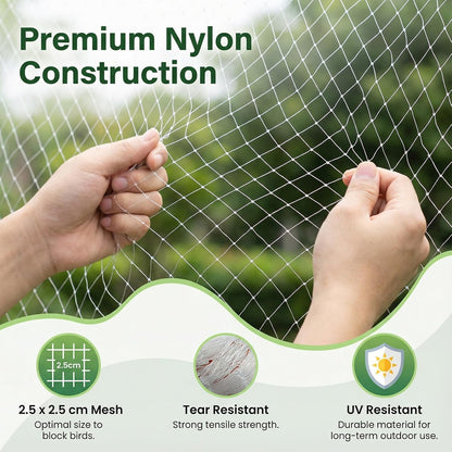 33x13 Ft Bird Netting for Garden,1 Inch Mesh Size, White