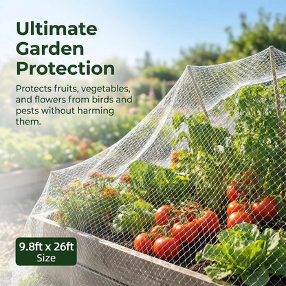 33x13 Ft Bird Netting for Garden,1 Inch Mesh Size, White