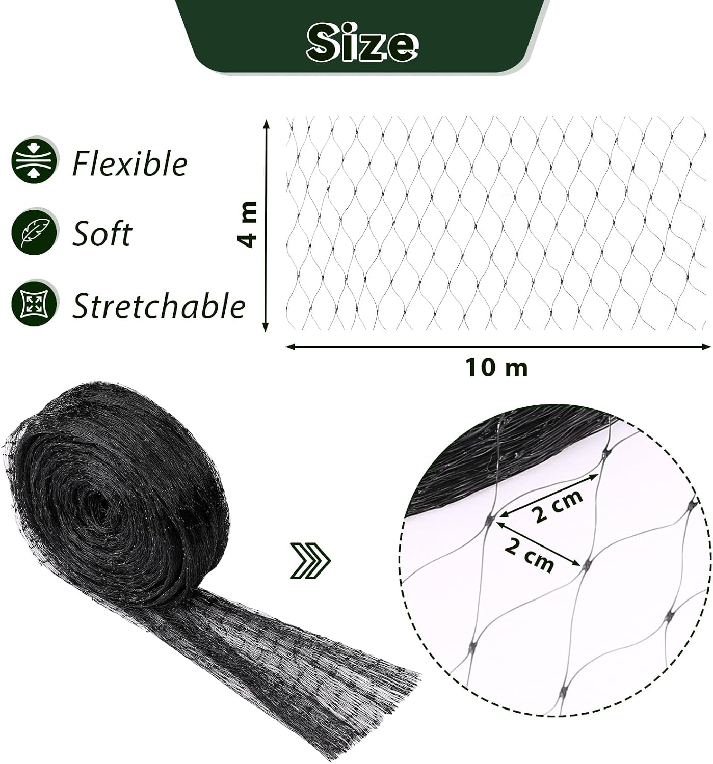 33x13 Ft Bird Netting for Garden,1 Inch Mesh Size, White