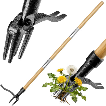 Stand Up Weed Puller Tool with Heavy Duty 4-Claw Steel Head