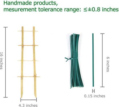 Plant Trellis Indoor, 3 Pack Bamboo Trellises, 16in Fan-Shaped Trellis for Potted Plants Climbing Plants Hoya Vine Ivy