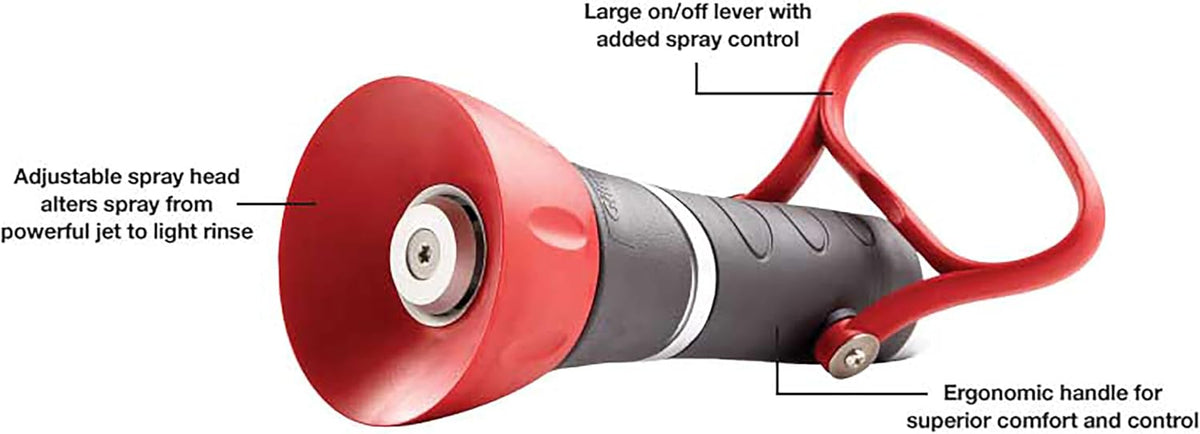 Pro Twist Hose Nozzle, Fireman Hose Nozzle for Cleaning and Watering, Heavy Duty Garden Hose Nozzle with Adjustable Spray Pattern, Red