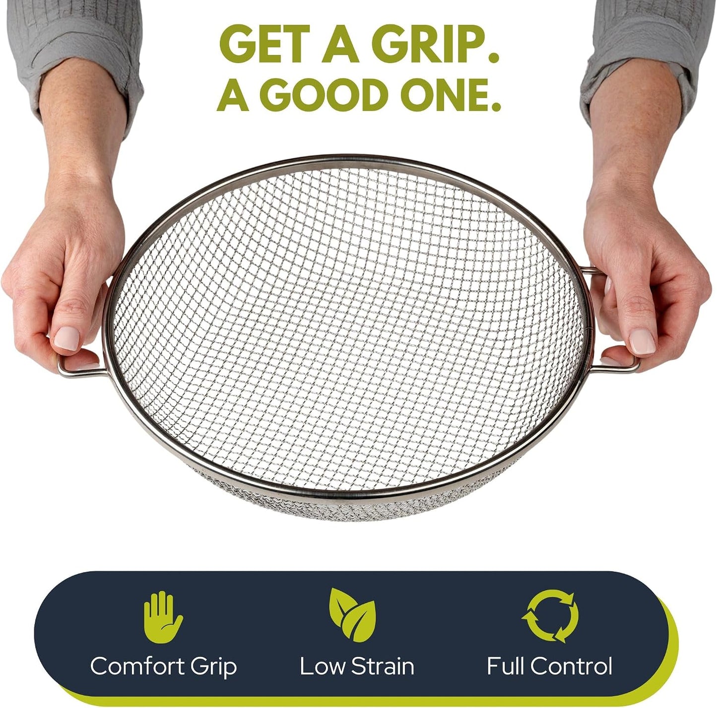 Round Soil Sifter, 1/4-inch Stainless Steel Sieve with Handles