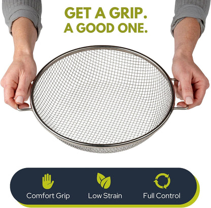 Round Soil Sifter, 1/4-inch Stainless Steel Sieve with Handles