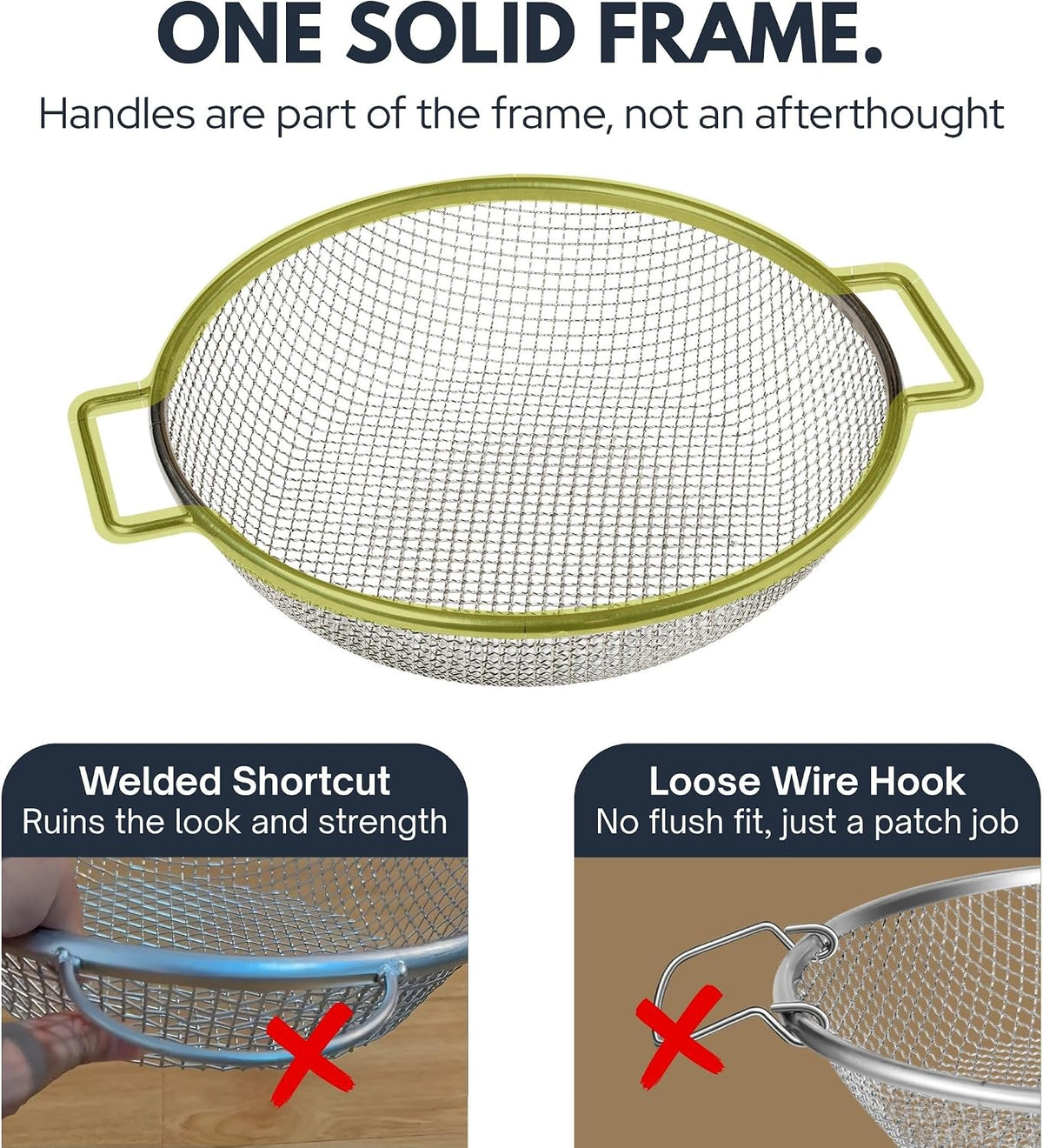 Round Soil Sifter, 1/4-inch Stainless Steel Sieve with Handles