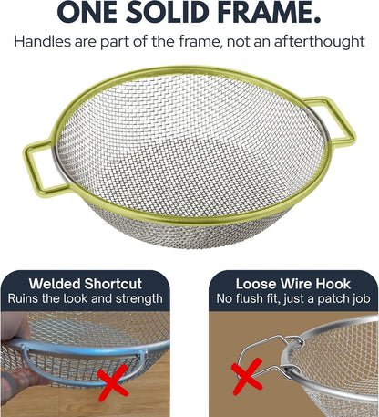 Round Soil Sifter, 1/4-inch Stainless Steel Sieve with Handles