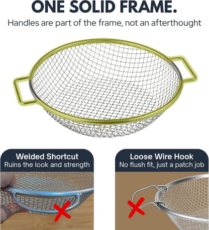Round Soil Sifter, 1/4-inch Stainless Steel Sieve with Handles
