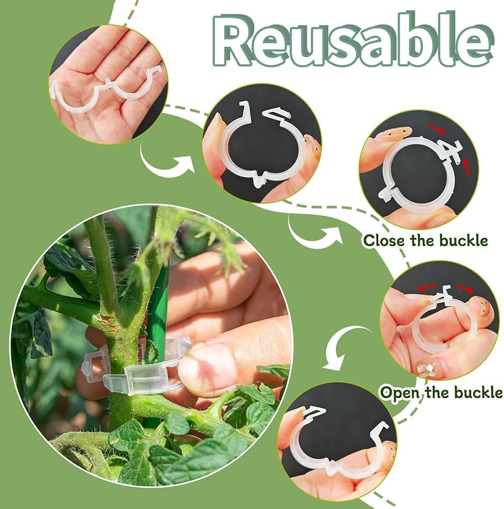 100pcs Plant Support Clips, Plastic Clips for Climbing Plants (100, Green)