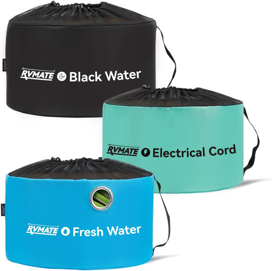 RV Hose Storage Bags 3 Pack, Waterproof RV Hose Bags with 3 Straps