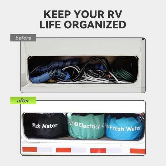 RV Hose Storage Bags 3 Pack, Waterproof RV Hose Bags with 3 Straps