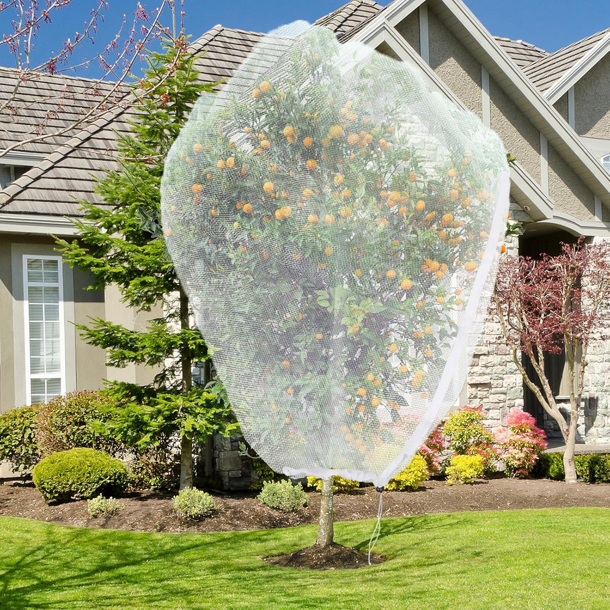 2 Pack Large Fruit Tree Netting, 8X8FT Garden Net, Zipper, Drawstring