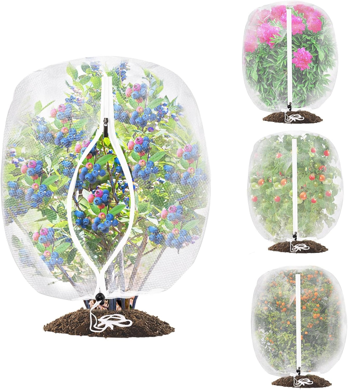 2 Pack Large Fruit Tree Netting, 8X8FT Garden Net, Zipper, Drawstring
