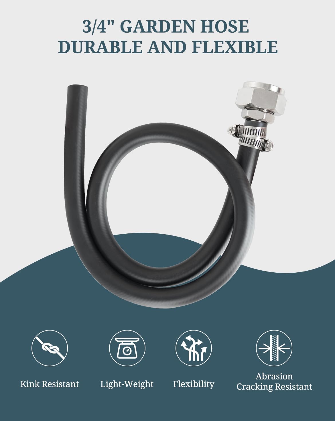 Mop Sink Hose 2.4 ft x 3/4" Short Garden Hose Heavy Duty for Faucet