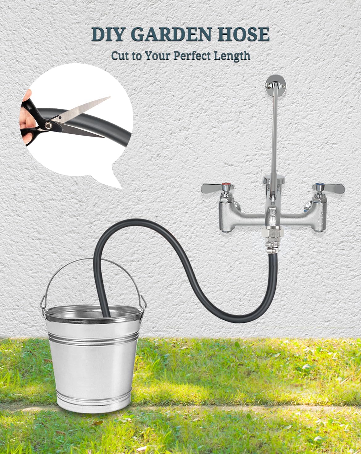 Mop Sink Hose 2.4 ft x 3/4" Short Garden Hose Heavy Duty for Faucet