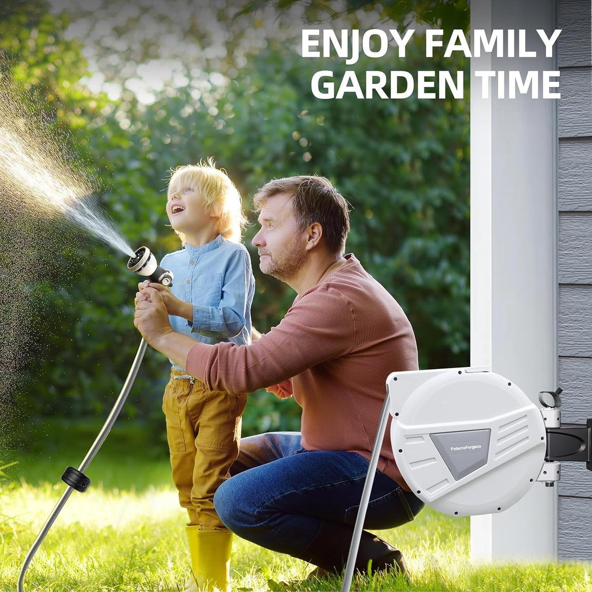 Garden Hose Reel Retractable 1/2 Inch x 100 ft, Wall Mounted with 10 Pattern Nozzle, Slow Return System and 180 Swivel, Gray
