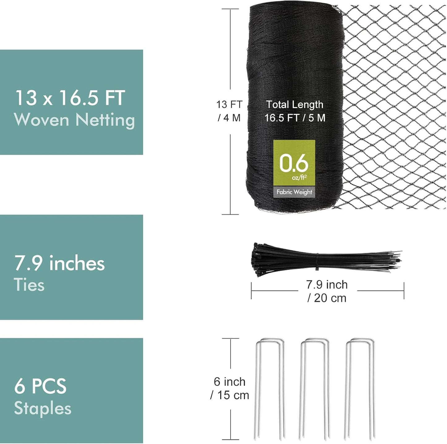 Bird Netting for Garden, 13 x 40 FT Netting for Garden Protection