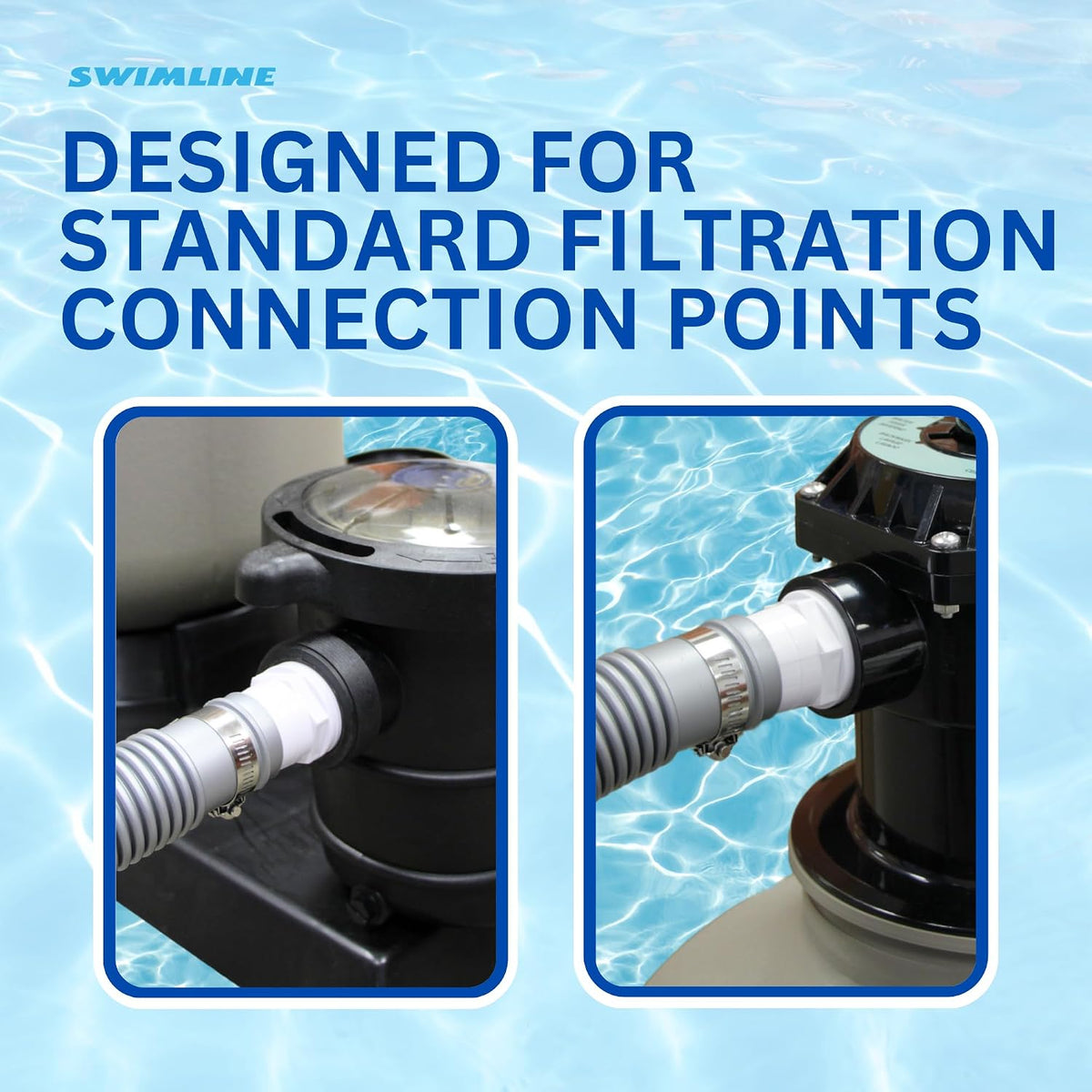 HYDROTOOLS Pool Pump Filter Connection Hose | 1.5 Inch X 3 Foot | Heavy-Duty Flexible, Durable & Leakproof | Chemical & UV Resistant | For Above Ground Pools Skimmer Filters & Pumps