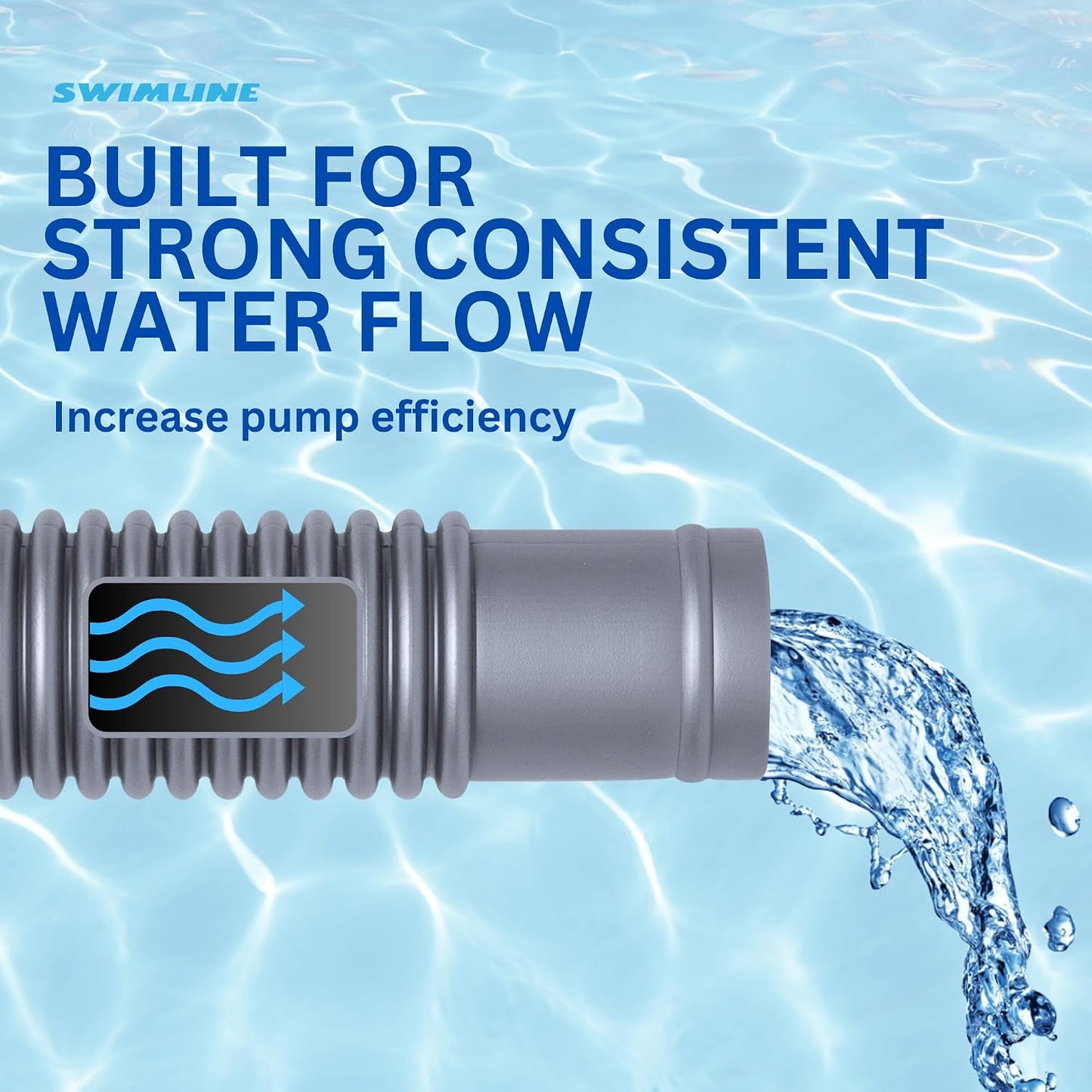 HYDROTOOLS Pool Pump Filter Connection Hose | 1.5 Inch X 3 Foot | Heavy-Duty Flexible, Durable & Leakproof | Chemical & UV Resistant | For Above Ground Pools Skimmer Filters & Pumps