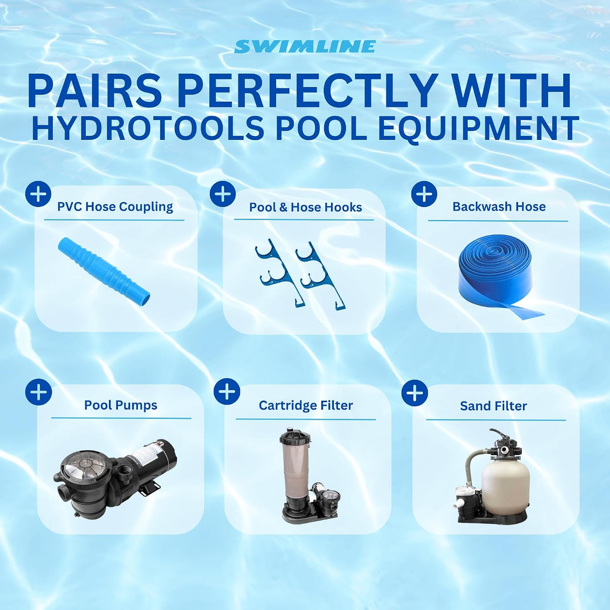 HYDROTOOLS Pool Pump Filter Connection Hose | 1.5 Inch X 3 Foot | Heavy-Duty Flexible, Durable & Leakproof | Chemical & UV Resistant | For Above Ground Pools Skimmer Filters & Pumps