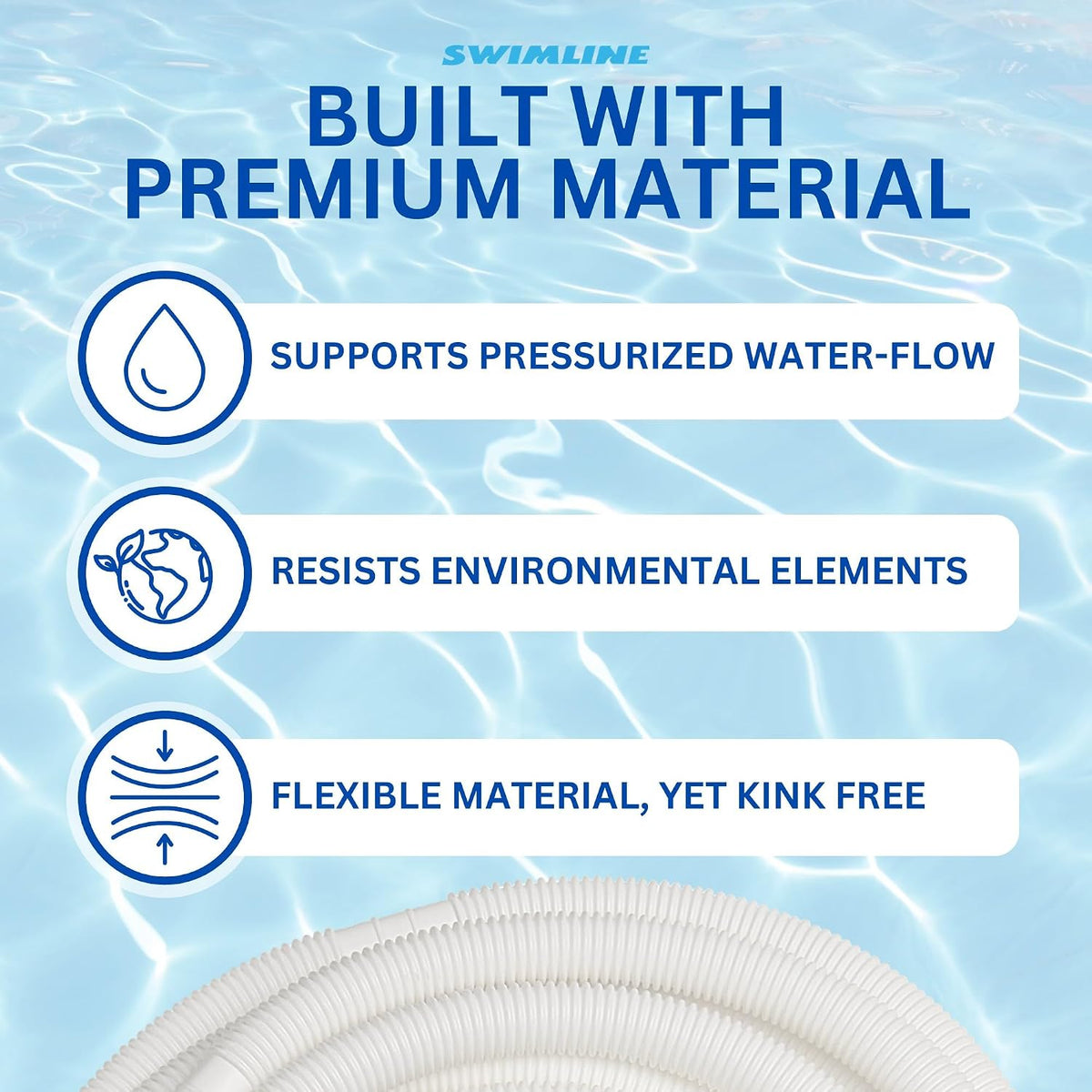 HYDROTOOLS Pool Pump Filter Connection Hose | 1.5 Inch X 3 Foot | Heavy-Duty Flexible, Durable & Leakproof | Chemical & UV Resistant | For Above Ground Pools Skimmer Filters & Pumps