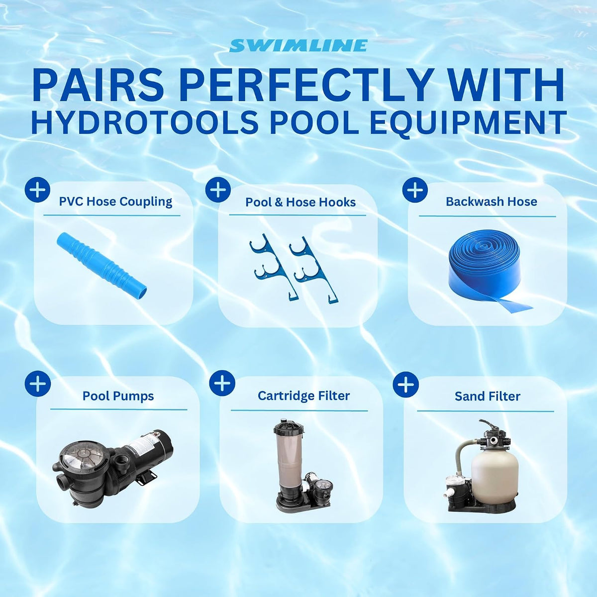 HYDROTOOLS Pool Pump Filter Connection Hose | 1.5 Inch X 3 Foot | Heavy-Duty Flexible, Durable & Leakproof | Chemical & UV Resistant | For Above Ground Pools Skimmer Filters & Pumps