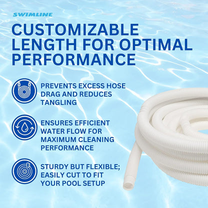 HYDROTOOLS Pool Pump Filter Connection Hose | 1.5 Inch X 3 Foot | Heavy-Duty Flexible, Durable & Leakproof | Chemical & UV Resistant | For Above Ground Pools Skimmer Filters & Pumps