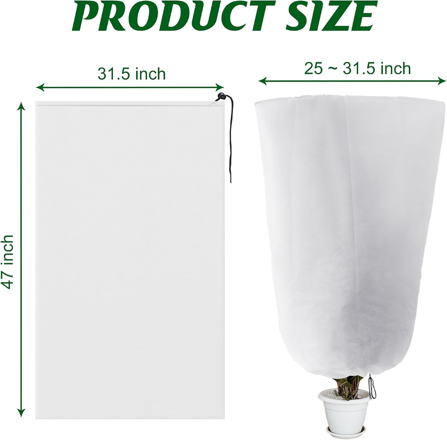 4Pack Winter Drawstring Plant Covers,47"X31.5" Warm Plant Protection Bags