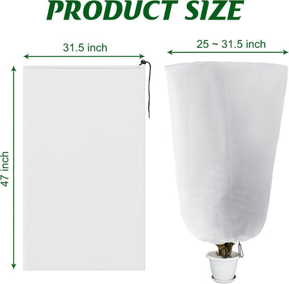 4Pack Winter Drawstring Plant Covers,47"X31.5" Warm Plant Protection Bags