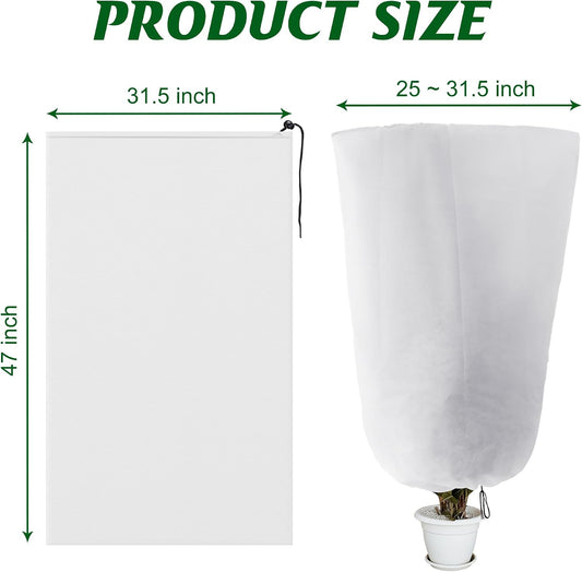 4Pack Winter Drawstring Plant Covers,47"X31.5" Warm Plant Protection Bags