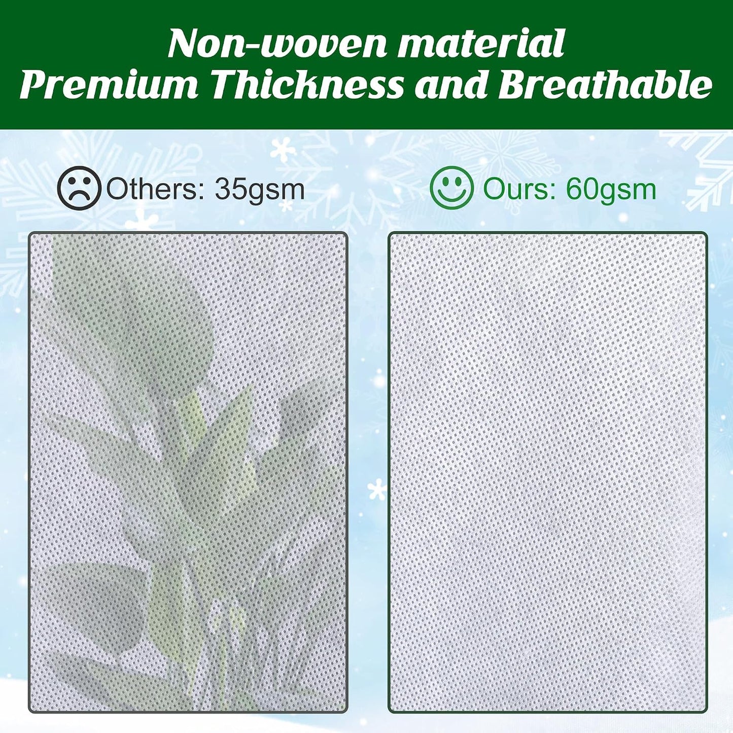 4Pack Winter Drawstring Plant Covers,47"X31.5" Warm Plant Protection Bags