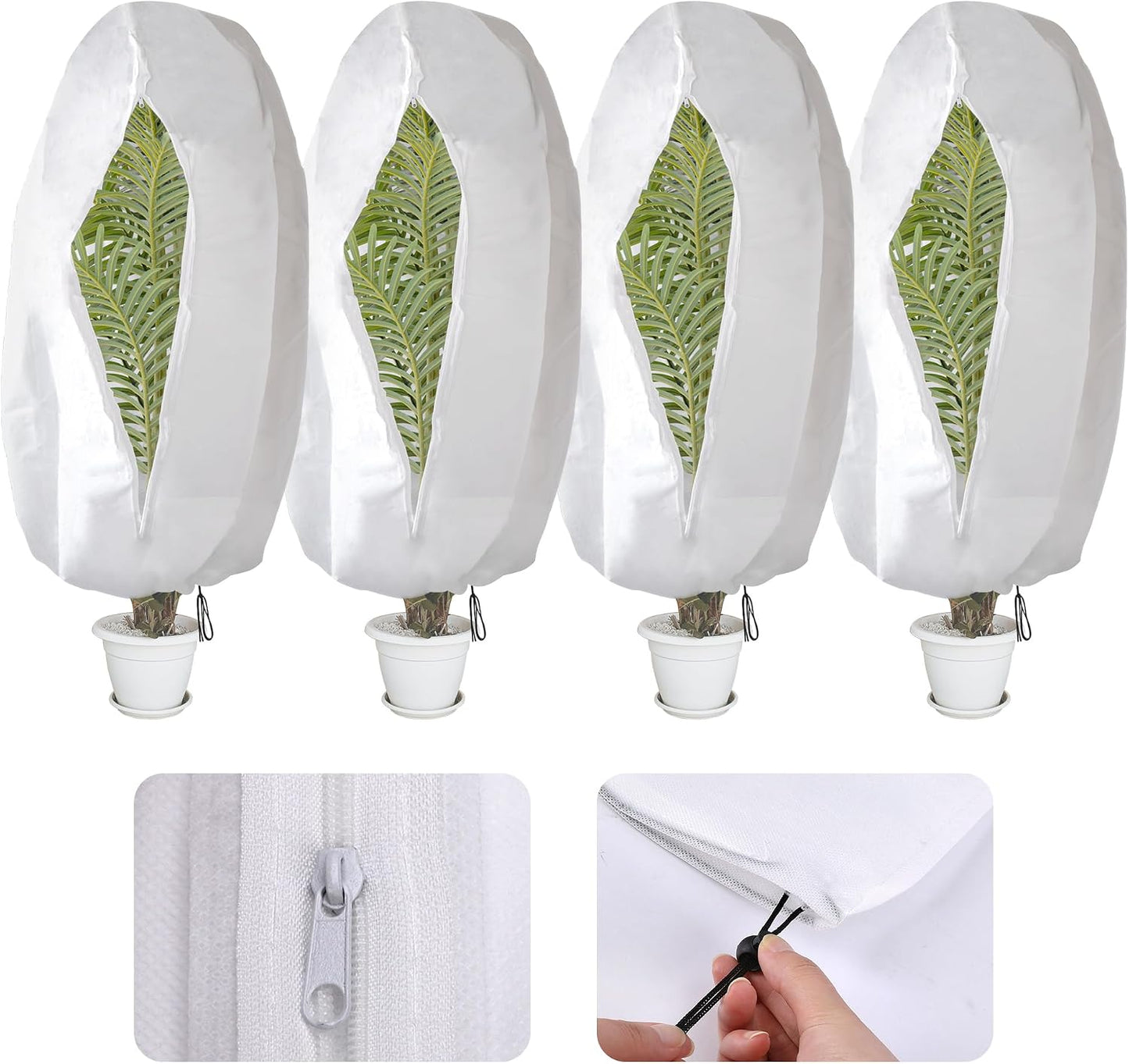 4Pack Winter Drawstring Plant Covers,47"X31.5" Warm Plant Protection Bags