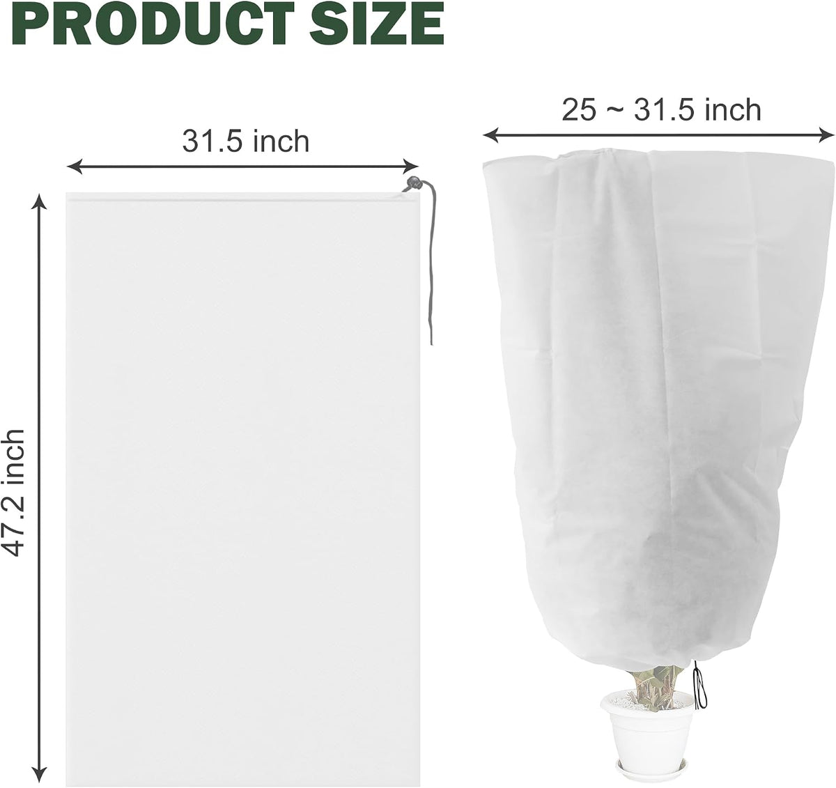 4Pack Winter Drawstring Plant Covers,47"X31.5" Warm Plant Protection Bags