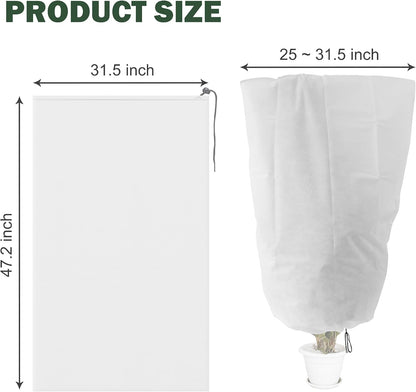 4Pack Winter Drawstring Plant Covers,47"X31.5" Warm Plant Protection Bags