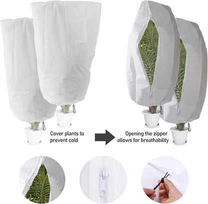 4Pack Winter Drawstring Plant Covers,47"X31.5" Warm Plant Protection Bags