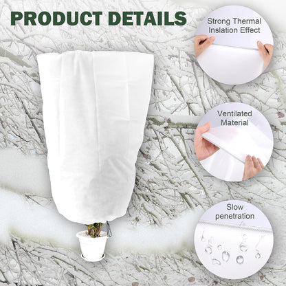 4Pack Winter Drawstring Plant Covers,47"X31.5" Warm Plant Protection Bags