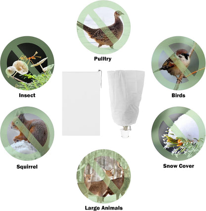 4Pack Winter Drawstring Plant Covers,47"X31.5" Warm Plant Protection Bags