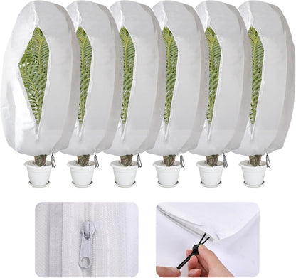 4Pack Winter Drawstring Plant Covers,47"X31.5" Warm Plant Protection Bags