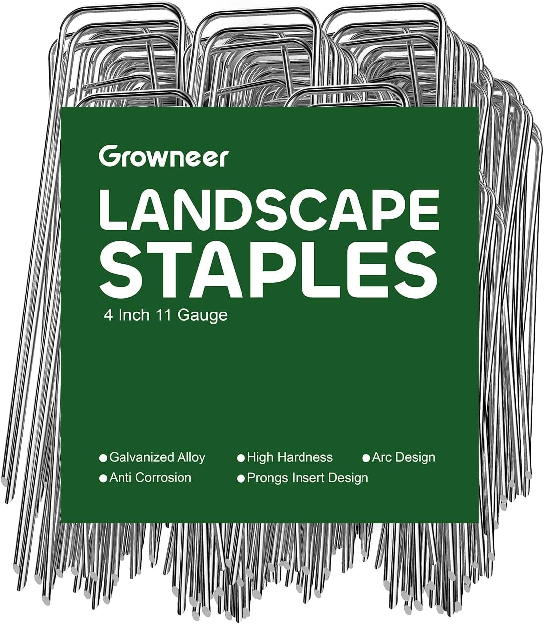 Landscape Staples 6 Inch, 100 Pack 11 Gauge Yard Stakes for Weed Barrier Fabric, Holds Lawn Edging, Secures Irrigation Tubing, Galvanized Steel Garden Spikes