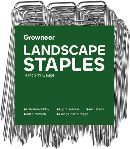 Landscape Staples 6 Inch, 100 Pack 11 Gauge Yard Stakes for Weed Barrier Fabric, Holds Lawn Edging, Secures Irrigation Tubing, Galvanized Steel Garden Spikes