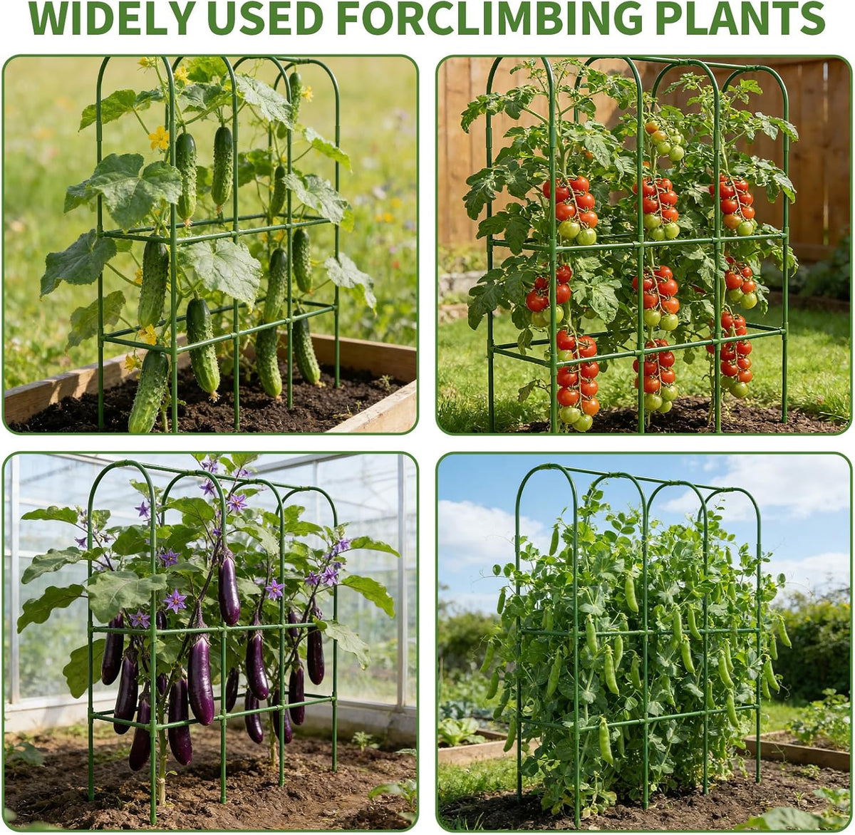 65" Tall Cucumber Trellis for Raised Bed, Metal-clad Plastic Coating U-Shape Garden Trellis Support for Climbing Plants, Plant Support for Vegetables Trellis,Vine Outdoor (49 * 16 * 65in(L*W*H))