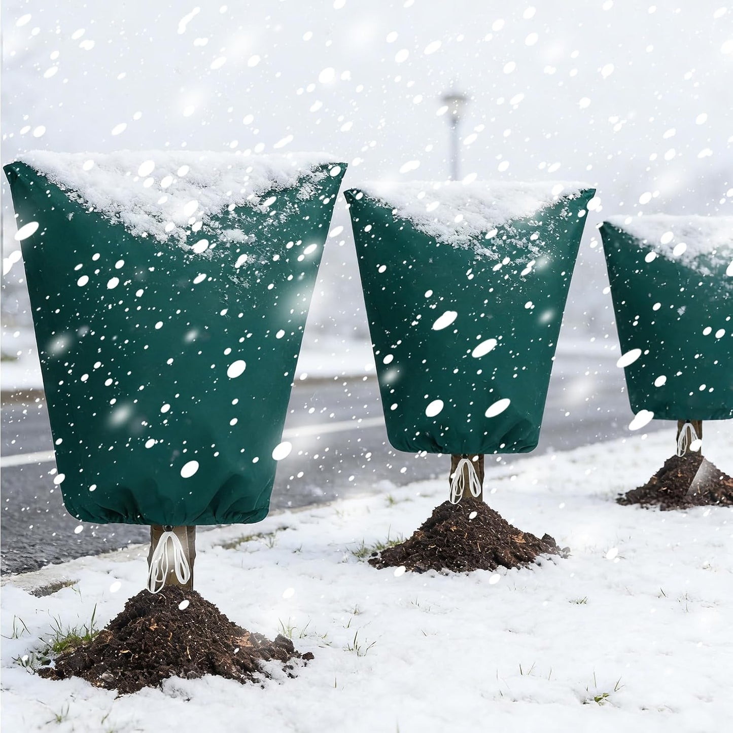 Plant Covers Freeze Protection, 2 Pack Frost Cloth with Zipper Drawstring 47’’×71’’, Reusable Outdoor Protection Jacket for Shrub Tree Potted Plants Winter Cold Weather(Green)