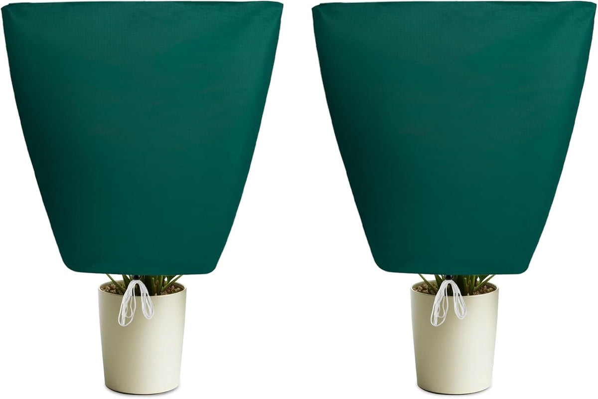 Plant Covers Freeze Protection, 2 Pack Frost Cloth with Zipper Drawstring 47’’×71’’, Reusable Outdoor Protection Jacket for Shrub Tree Potted Plants Winter Cold Weather(Green)