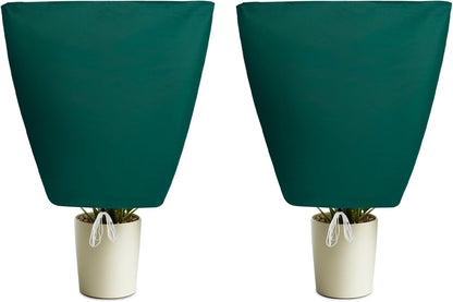 Plant Covers Freeze Protection, 2 Pack Frost Cloth with Zipper Drawstring 47’’×71’’, Reusable Outdoor Protection Jacket for Shrub Tree Potted Plants Winter Cold Weather(Green)