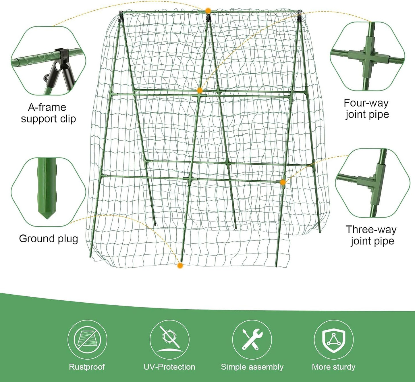 55" H x 36" W Cucumber Trellis for Raised Bed Garden, Cucumber Trelli for Climbing Plants Outdoor，A-Frame Vegetable Grow Supports, Tomato Plant Support for Tomato Squash Zucchini (1PC)