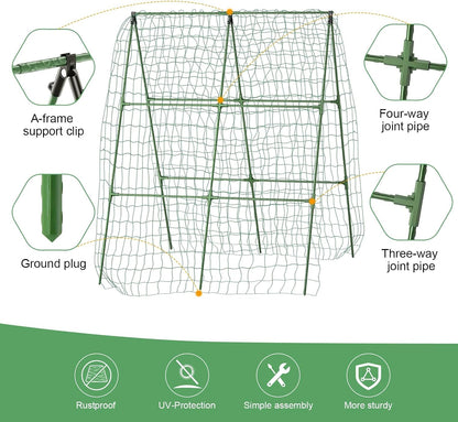 55" H x 36" W Cucumber Trellis for Raised Bed Garden, Cucumber Trelli for Climbing Plants Outdoor，A-Frame Vegetable Grow Supports, Tomato Plant Support for Tomato Squash Zucchini (1PC)