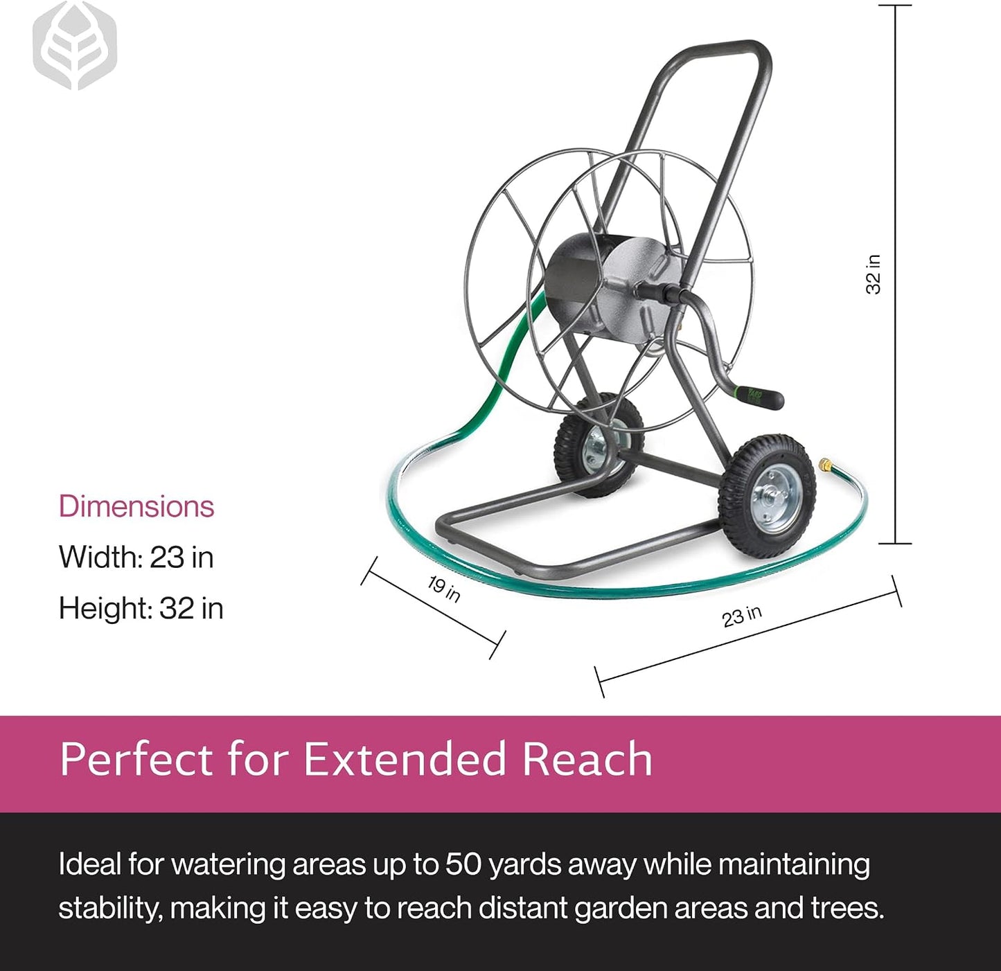 Hose Cart, Metal Hose Caddy, 2 Wheels, 200 Feet