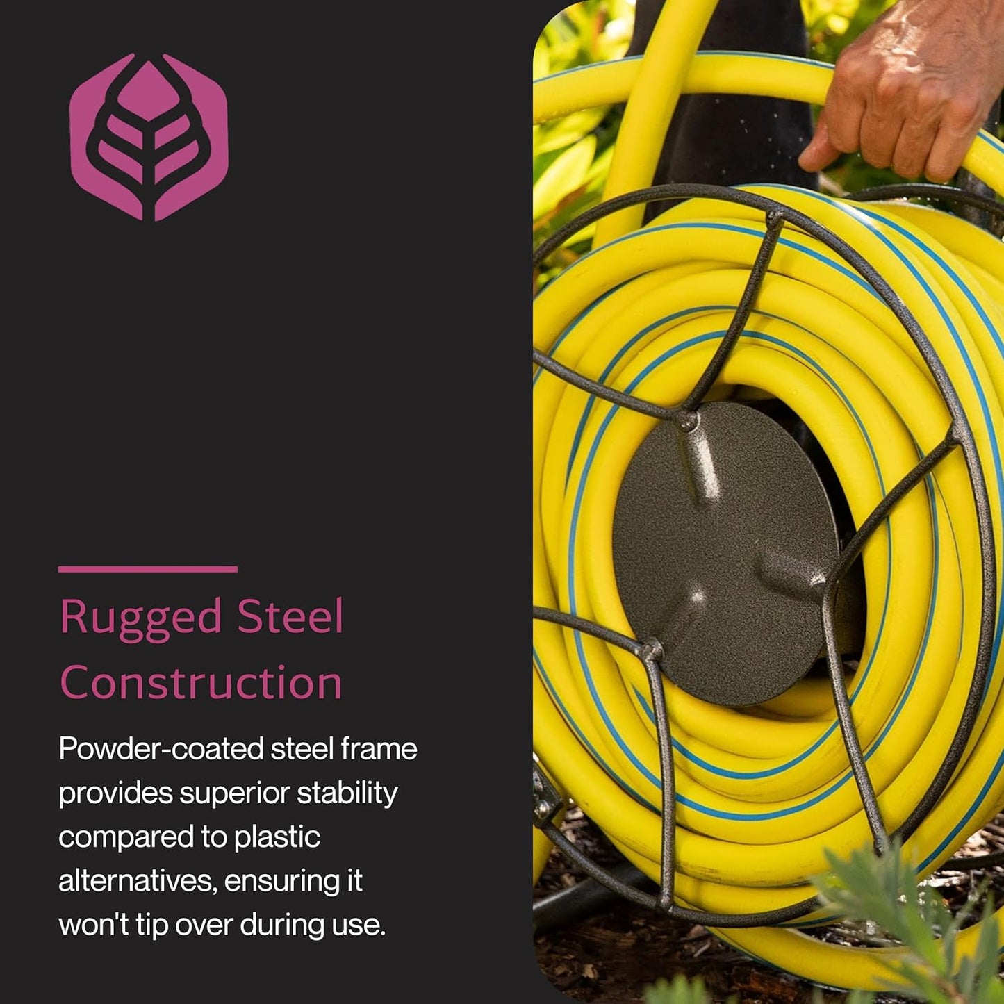 Hose Cart, Metal Hose Caddy, 2 Wheels, 200 Feet