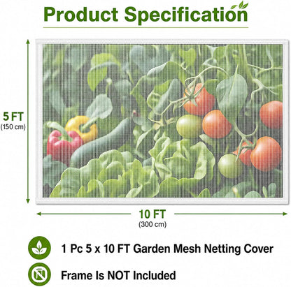 Garden Netting 10 x 5 FT - 60 Mesh Plant Cover for Raised Beds