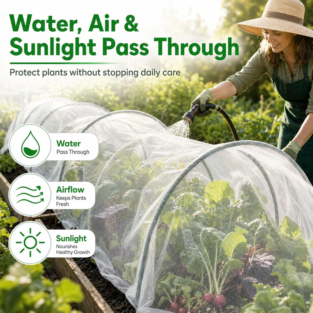 Garden Netting 10 x 5 FT - 60 Mesh Plant Cover for Raised Beds