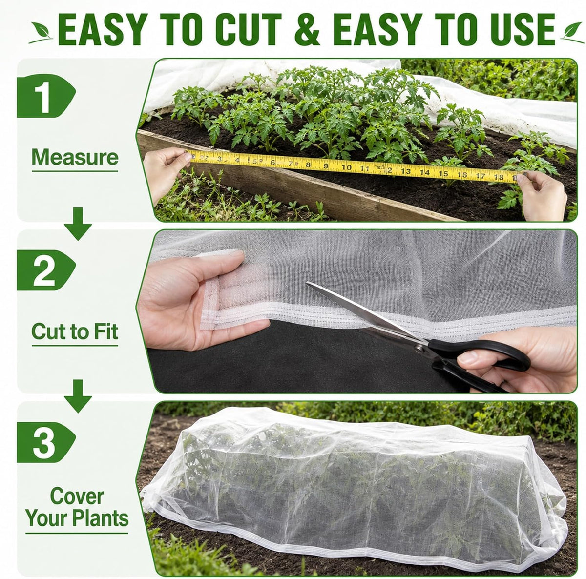 Garden Netting 10 x 5 FT - 60 Mesh Plant Cover for Raised Beds
